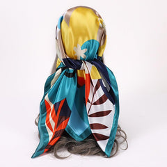 Flower Print Bandana Square Head Scarf Silk Like Floral Head Scarves