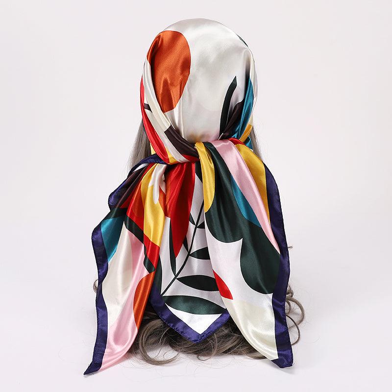 Flower Print Bandana Square Head Scarf Silk Like Floral Head Scarves