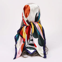 Flower Print Bandana Square Head Scarf Silk Like Floral Head Scarves