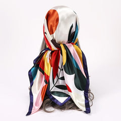 Flower Print Bandana Square Head Scarf Silk Like Floral Head Scarves