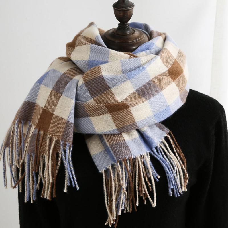 Winter Cashmere Plaid Thick Scarf Shawl