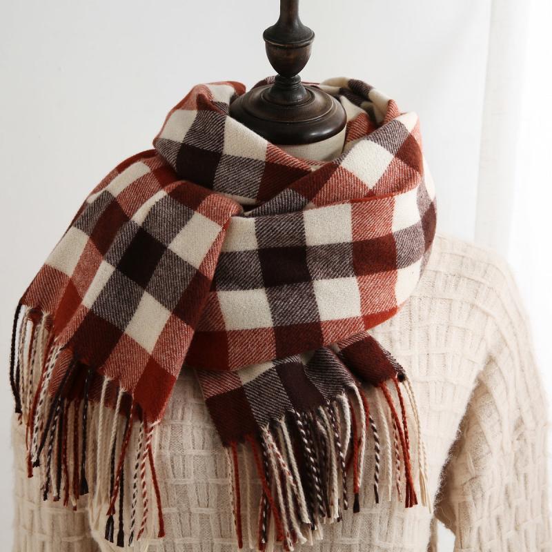 Winter Cashmere Plaid Thick Scarf Shawl