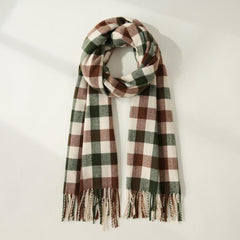 Winter Cashmere Plaid Thick Scarf Shawl