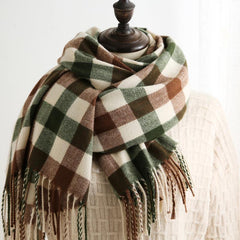Winter Cashmere Plaid Thick Scarf Shawl