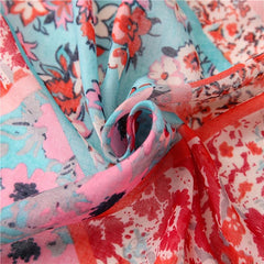 Geometric Tassel Turban Scarf Lightweight Floral Printed Scarf