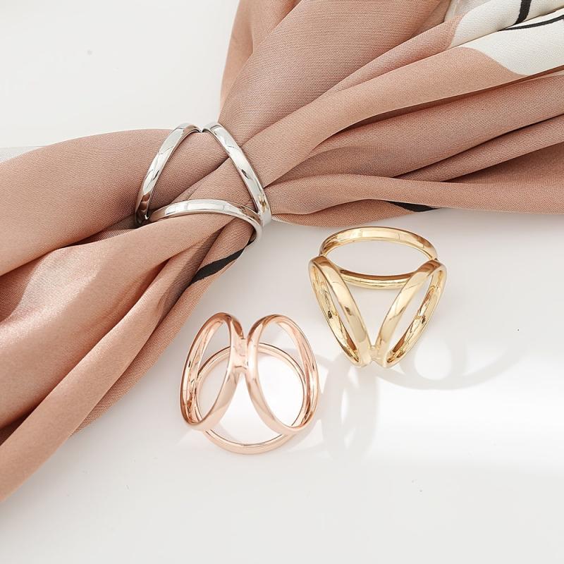 Geometric Criss Cross Scarf Buckle 1pc For Women Scarf