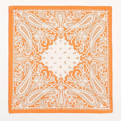 Orange Paisley Print Bandana Square Scarf Neckerchief Head Wrap Hair Accessory