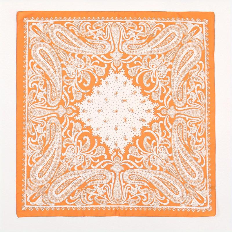 Orange Paisley Print Bandana Square Scarf Neckerchief Head Wrap Hair Accessory