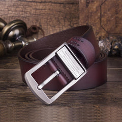 Men's Leather Pin Buckle Leather Belt Male Antique Belt Casual Solid Cowhide Jea