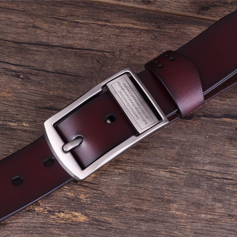 Men's Leather Pin Buckle Leather Belt Male Antique Belt Casual Solid Cowhide Jea