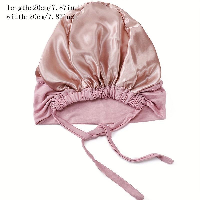 Satin Lined Inner Cap Double Layer Head Scarf Soft Lace Up Head Wraps Hijab Hat