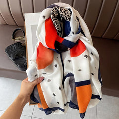 Women Autumn Winter Thin Silk Scarf