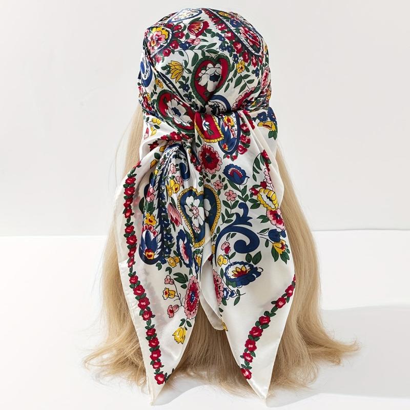 Colorful Paisley Print Bandana Silk Scarf Hair Accessories