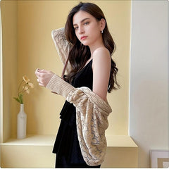 Casual Knitted Shawl Geometric Wrap Warm Cardigan for Spring & Summer