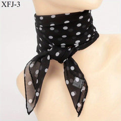 Polka Dot Print Chiffon Neckerchief Square Scarf Bandana Hair Accessories