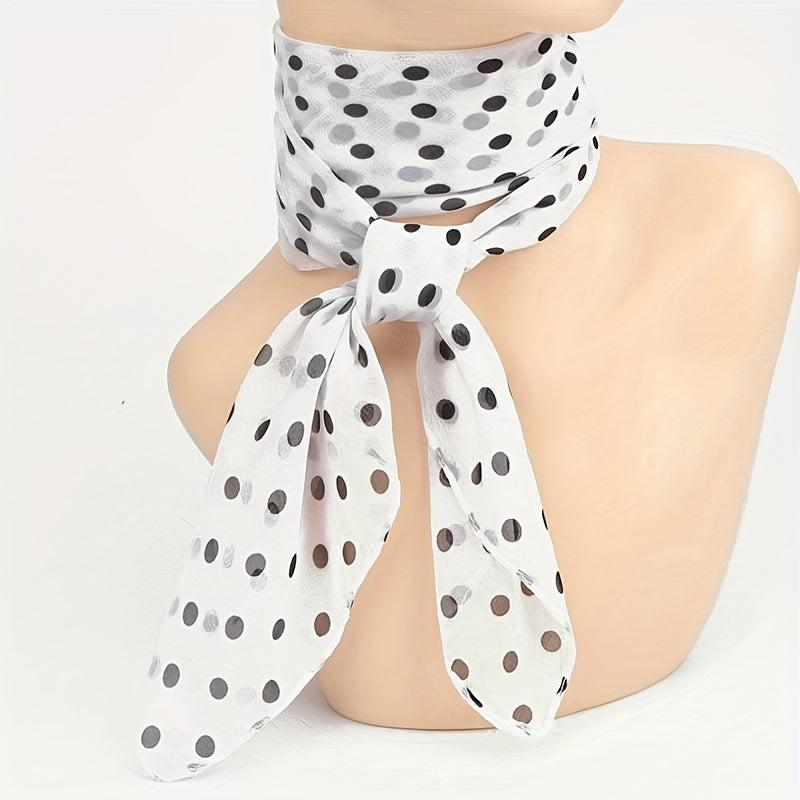 Polka Dot Print Chiffon Neckerchief Square Scarf Bandana Hair Accessories