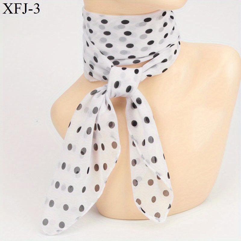Polka Dot Print Chiffon Neckerchief Square Scarf Bandana Hair Accessories