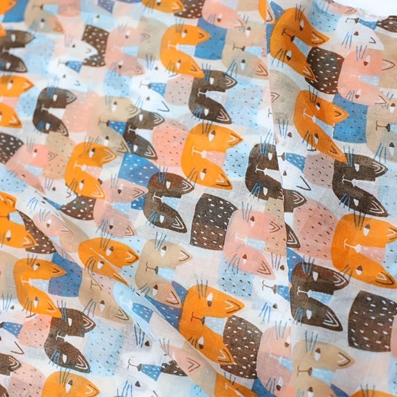 Kitty Printed Tassel Scarf Orange Cartoon Cat Shawl Women Sunscreen Headwrap