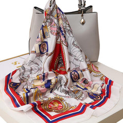 Silk Scarf Womens Printing Scarves Square Satin Headscarf