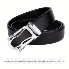 Men's Automatic Buckle Belt PU Leather Business Suit Waist Strap