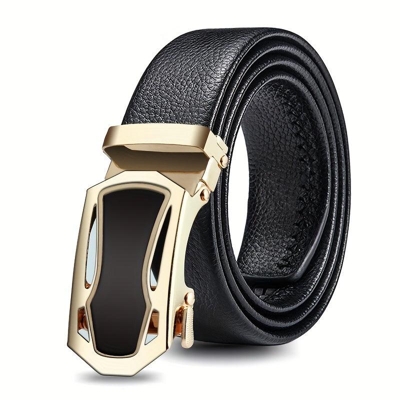 Men's Automatic Buckle Belt PU Leather Business Suit Waist Strap