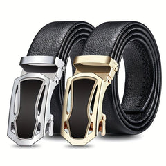Men's Automatic Buckle Belt PU Leather Business Suit Waist Strap