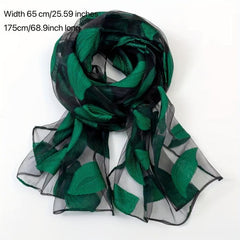 Leaf Embroidery Organza Scarf Vintage Thin Breathable Shawl Solid Head Wraps