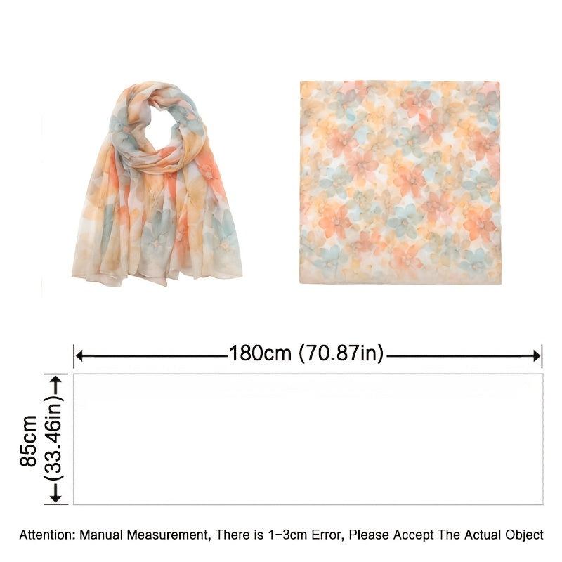 Floral Shawl Warm Yarn Scarf Beach For Women