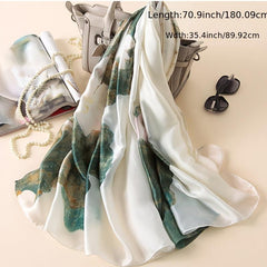 Silk Satin Lotus Flower Scarf Turban Headband Lightweight Shawl