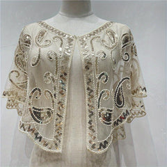 Sequin Embroidery Vintage Shawl Short Cape Mesh Cardigan Women Dress Accessories