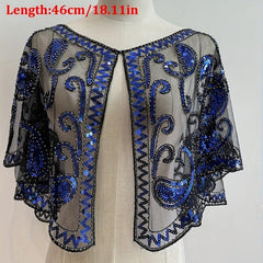 Sequin Embroidery Vintage Shawl Short Cape Mesh Cardigan Women Dress Accessories
