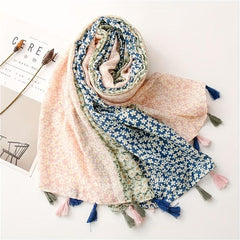 Daisy Printed Scarf Soft Floral Sunscreen Shawl Wrap Tassel Shawl Scarf