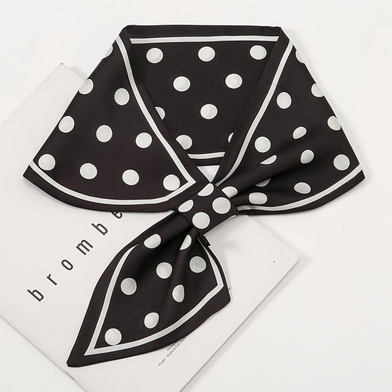 Polka Dots Print Skinny Silk Scarf Women's Neck Scarves