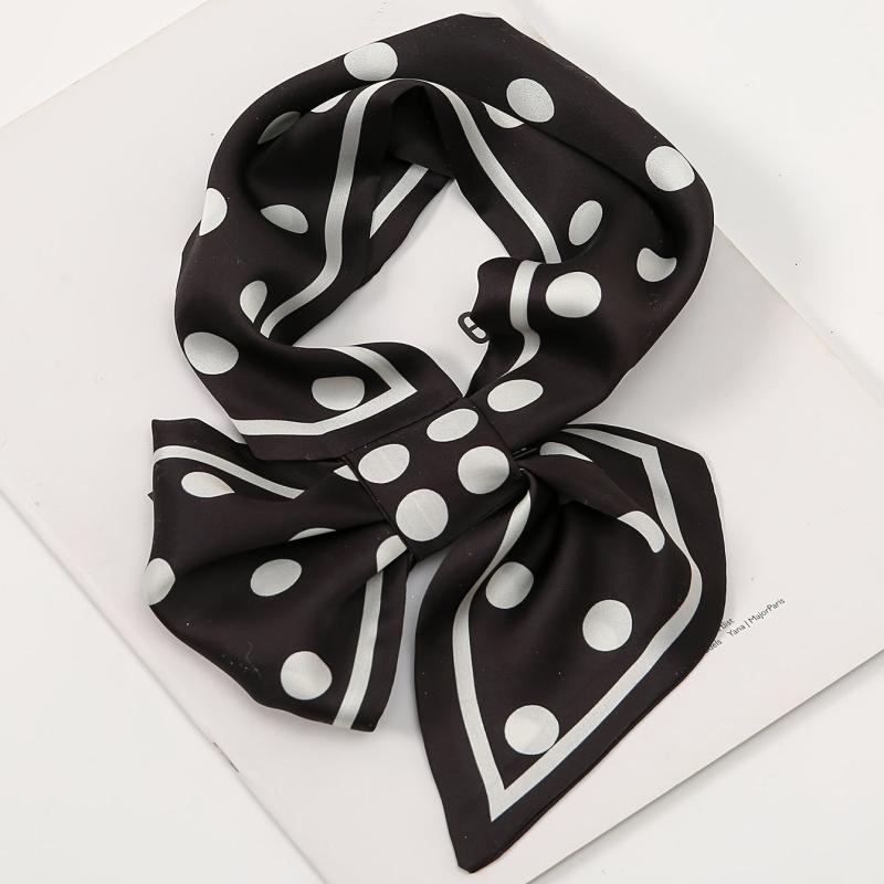 Polka Dots Print Skinny Silk Scarf Women's Neck Scarves