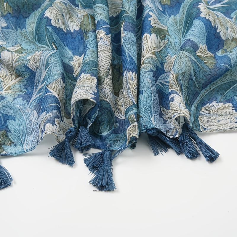 Floral Printed Tassel Scarf Warm Scarves Long Lightweight Scarf