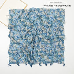 Floral Printed Tassel Scarf Warm Scarves Long Lightweight Scarf