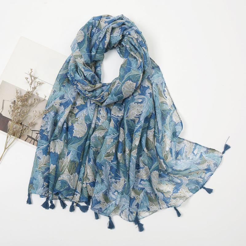 Floral Printed Tassel Scarf Warm Scarves Long Lightweight Scarf