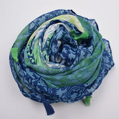 Women Floral Tassel Scarf Printed Hijab Shawl Lightweight Scarf