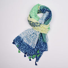Women Floral Tassel Scarf Printed Hijab Shawl Lightweight Scarf