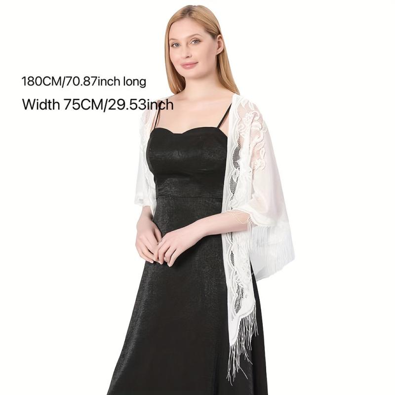 Hollow Out Tassel Shawl Thin Breathable Triangle Scarf Wraps Solid Cape