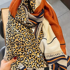 Leopard Print Scarf Large Shawl Women Windproof Head Wrap Warm Travel Beach