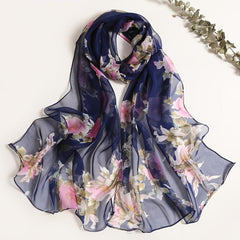 Floral Peach Blossom Print Lightweight Women's Scarf