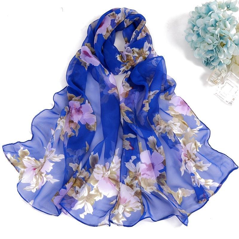 Floral Peach Blossom Print Lightweight Women's Scarf