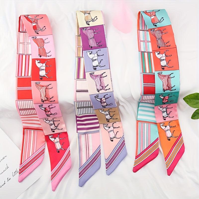 Twill Horse Silk Scarf Hair Band Bowknot Bag Handle Ribbon Hand Gift Straps
