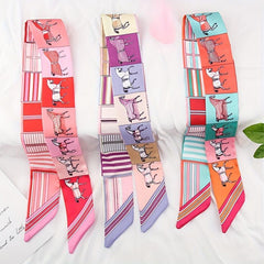 Twill Horse Silk Scarf Hair Band Bowknot Bag Handle Ribbon Hand Gift Straps