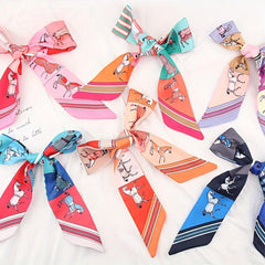 Twill Horse Silk Scarf Hair Band Bowknot Bag Handle Ribbon Hand Gift Straps