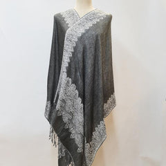 Gray Paisley Jacquard Tassel Scarf Block Wrap Windproof Shawl