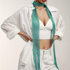 Glitter Long Tassel Scarf Skinny Scarf Women Y2K Neckerchief