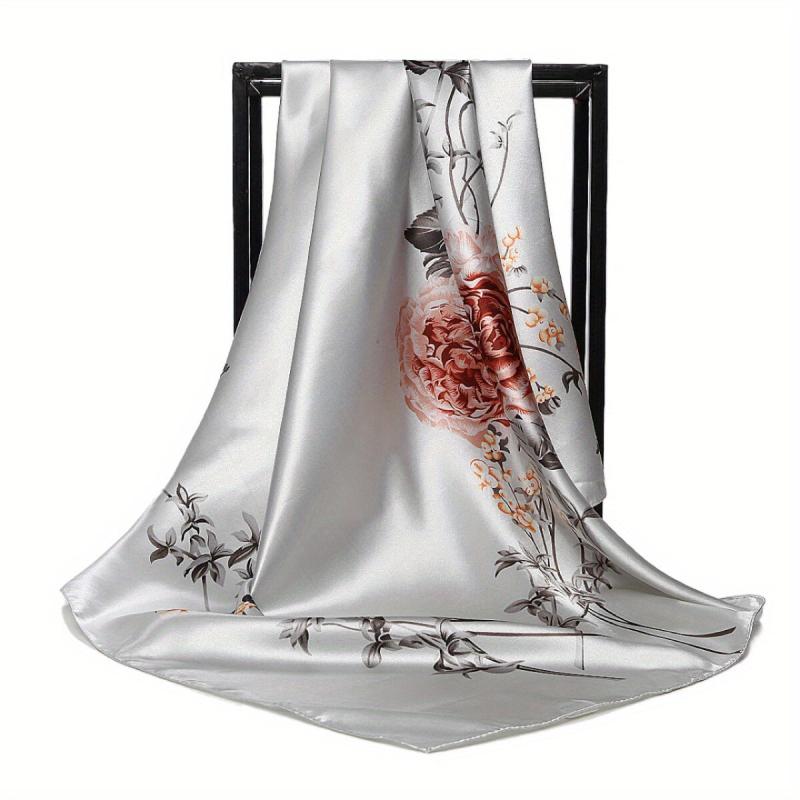 Flower Print Shawl Casual Bandana Satin Silk Square Scarf Head Wrap