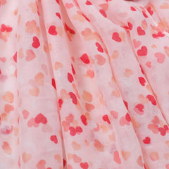 Pink Heart Print Tassel Scarf Shawl Head Wrap Sunscreen Travel Beach Towel